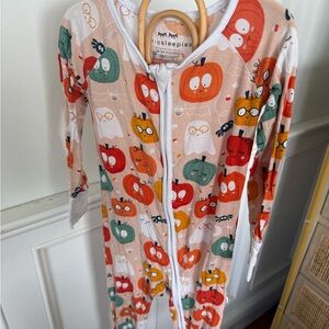 Little Sleepies Pumpkin and Owl Kids Pajamas - Orange, Green, White